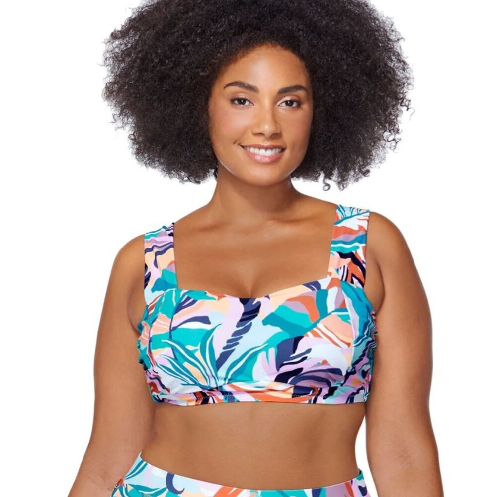 NWT Rasins Women's Korakia Jamaica Plus Size Bikini Top Blue 16W